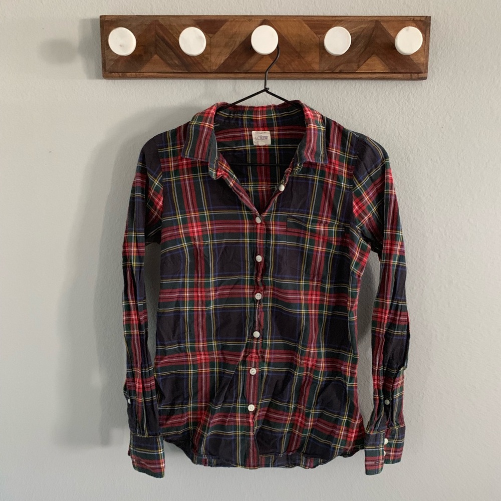 J. Crew Tartan Plaid Button-Down Blouse